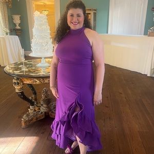 New york and company , purple evening dress. Size large